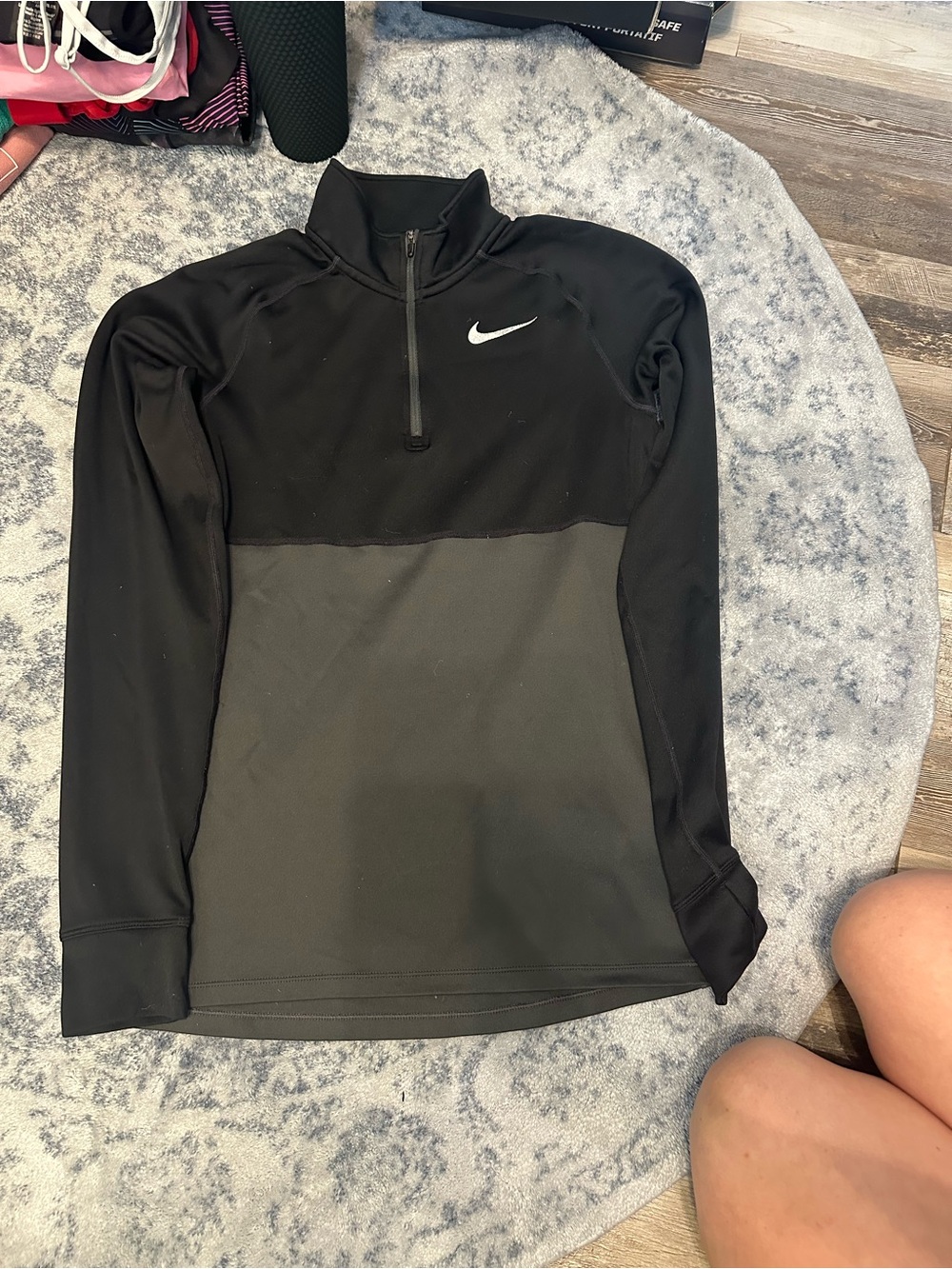 Nike Men’s Black and Charcoal Half-Zip Pullover